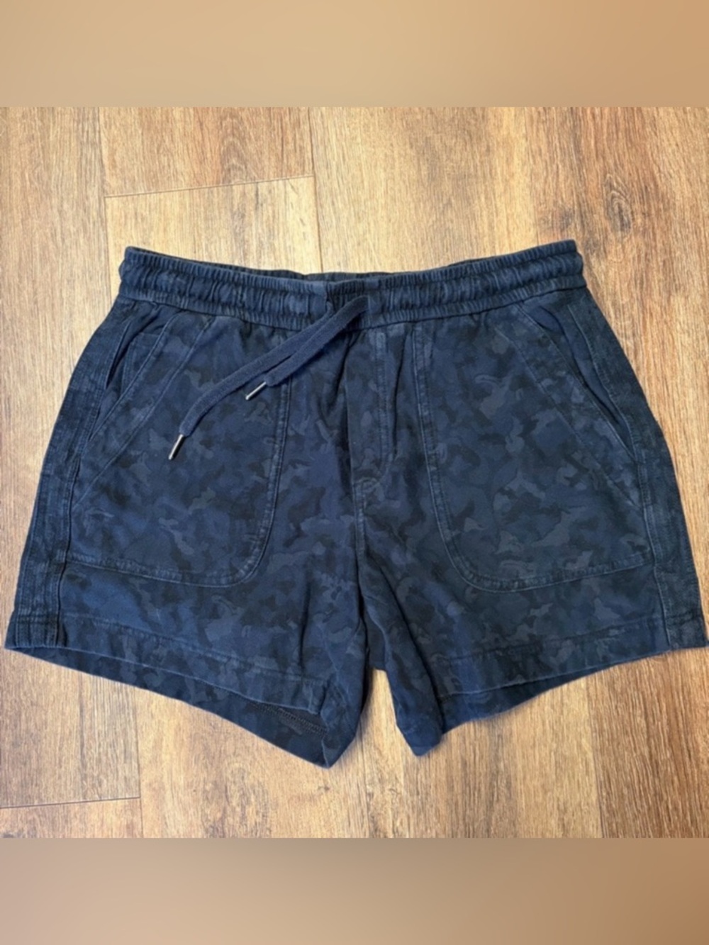 Athleta Navy Camouflage Drawstring Athletic Shorts